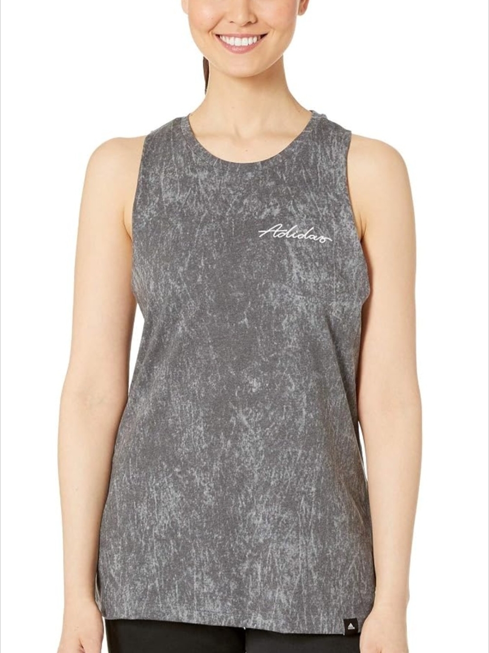 adidas Acid-Wash The Go-To Performance Tee Muscle Tank Top in Gray Medium